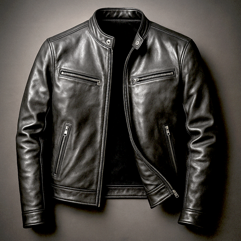 Leonardo | Chaqueta vintage de piel con cremallera