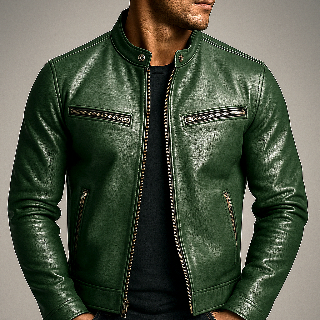 Leonardo | Chaqueta vintage de piel con cremallera