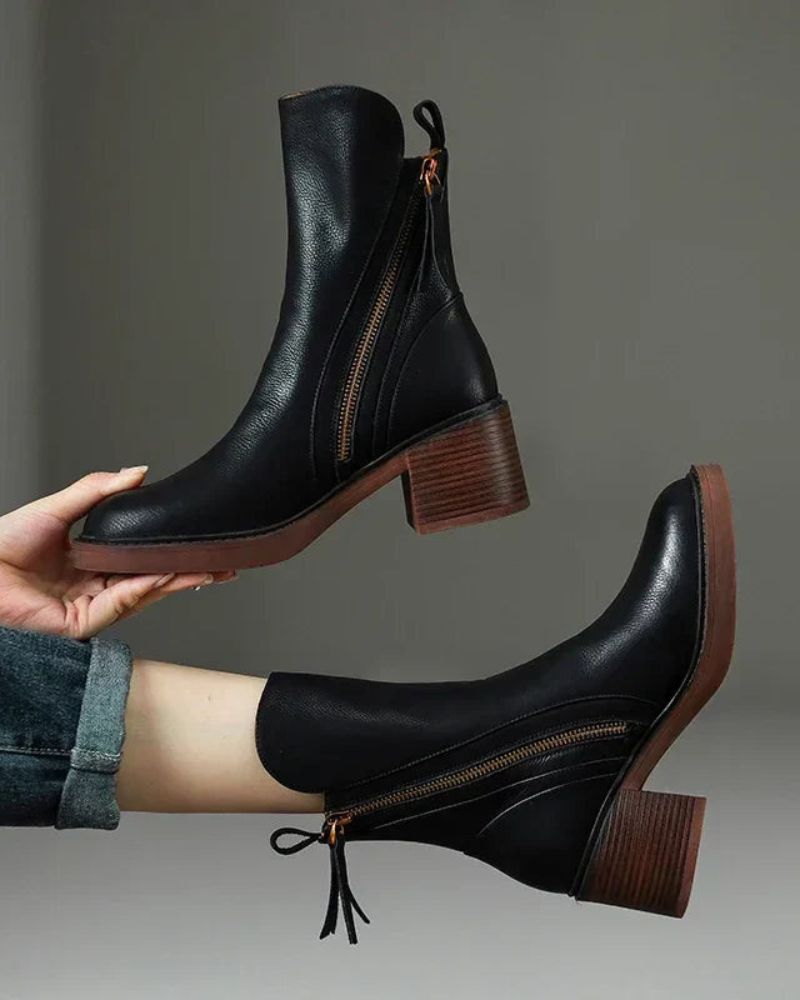 Valeria botines de piel negro