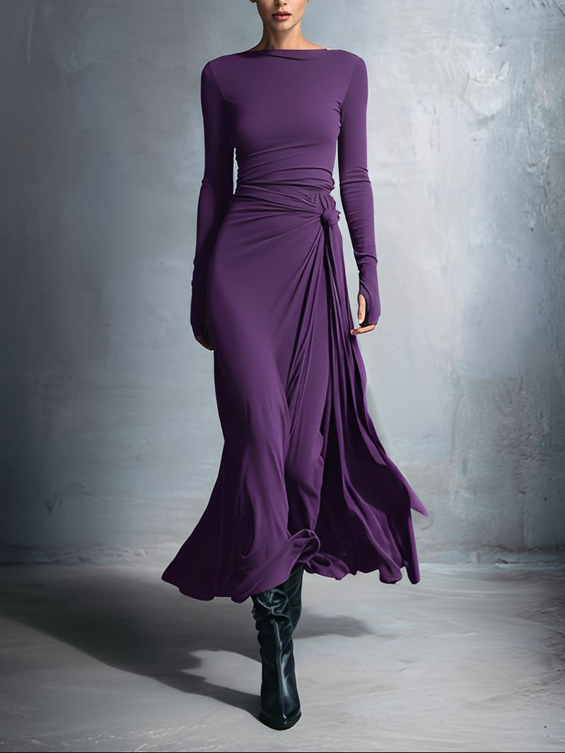 Naomie vestido largo cruzado morado