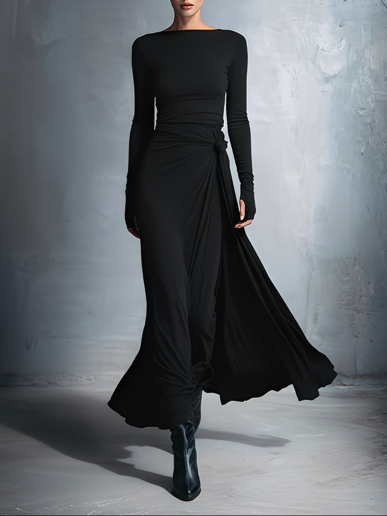 Naomie vestido largo cruzado negro