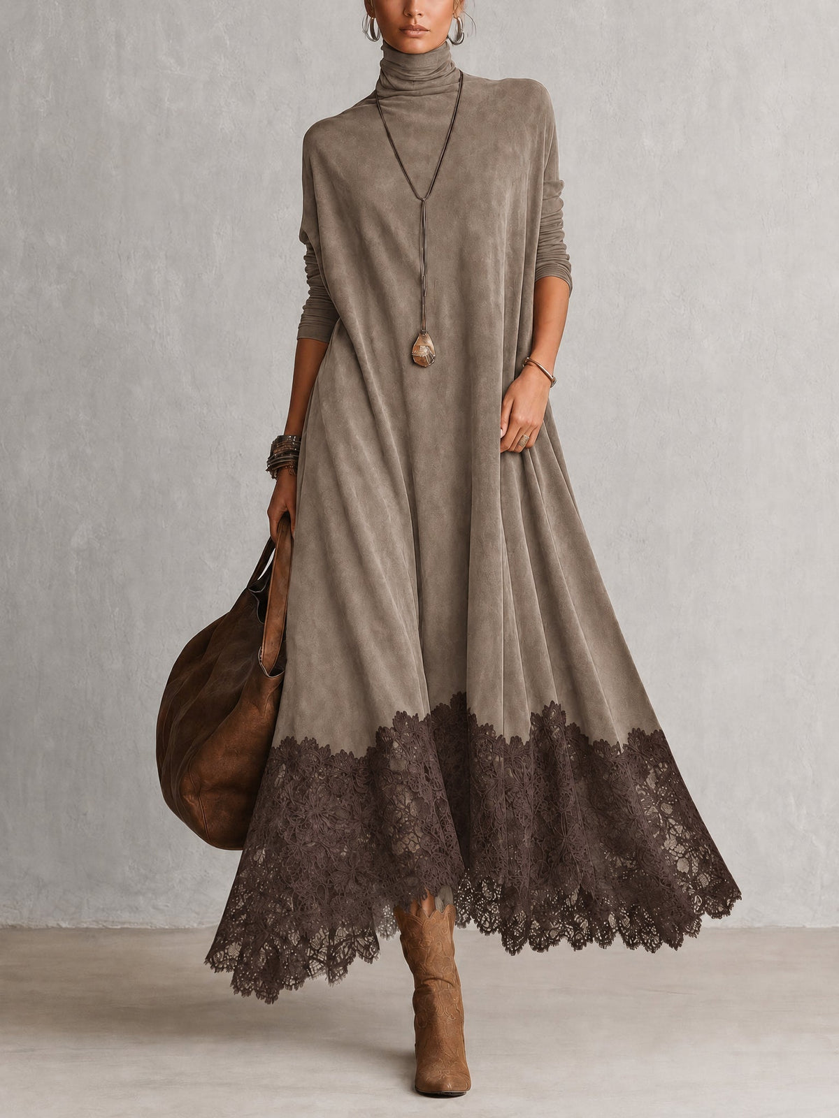 Brunella vestido largo efecto ante topo