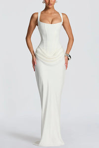 Éléonore vestido largo de satén blanco