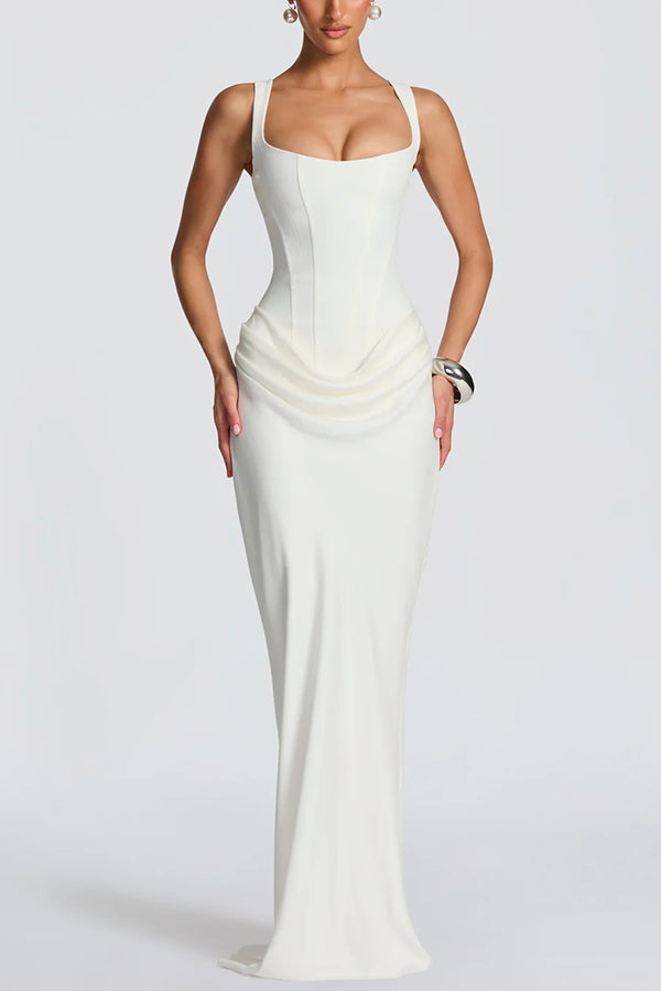 Éléonore vestido largo de satén blanco