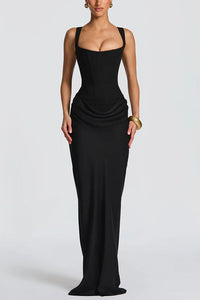 Éléonore vestido largo de satén negro
