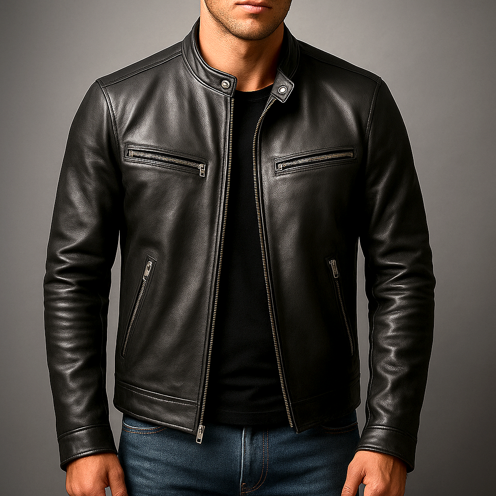 Leonardo | Chaqueta vintage de piel con cremallera