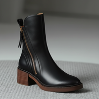 Valeria botines de piel con tacón ancho