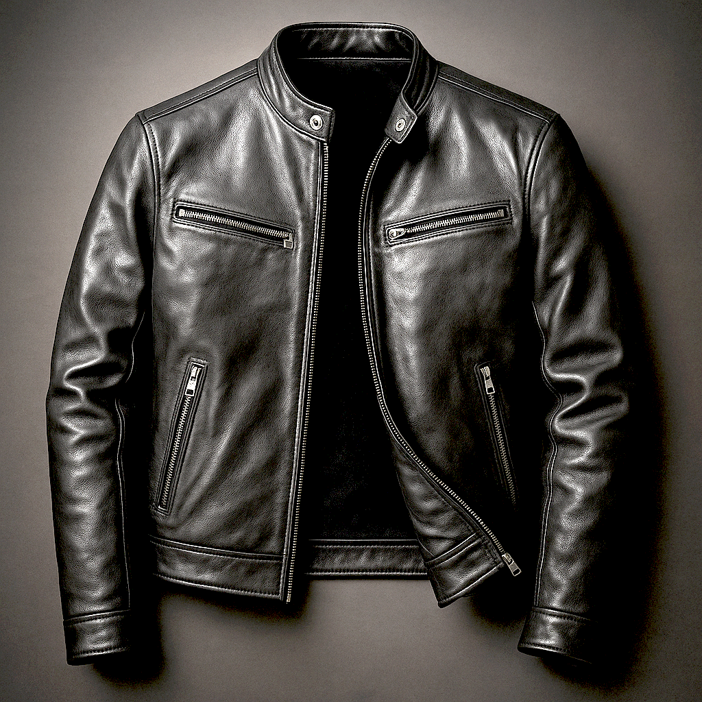 Leonardo | Chaqueta vintage de piel con cremallera