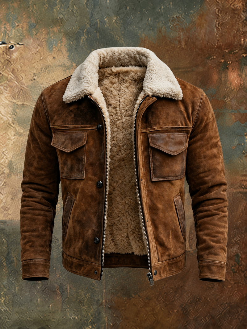 Chaqueta de piel con forro sherpa