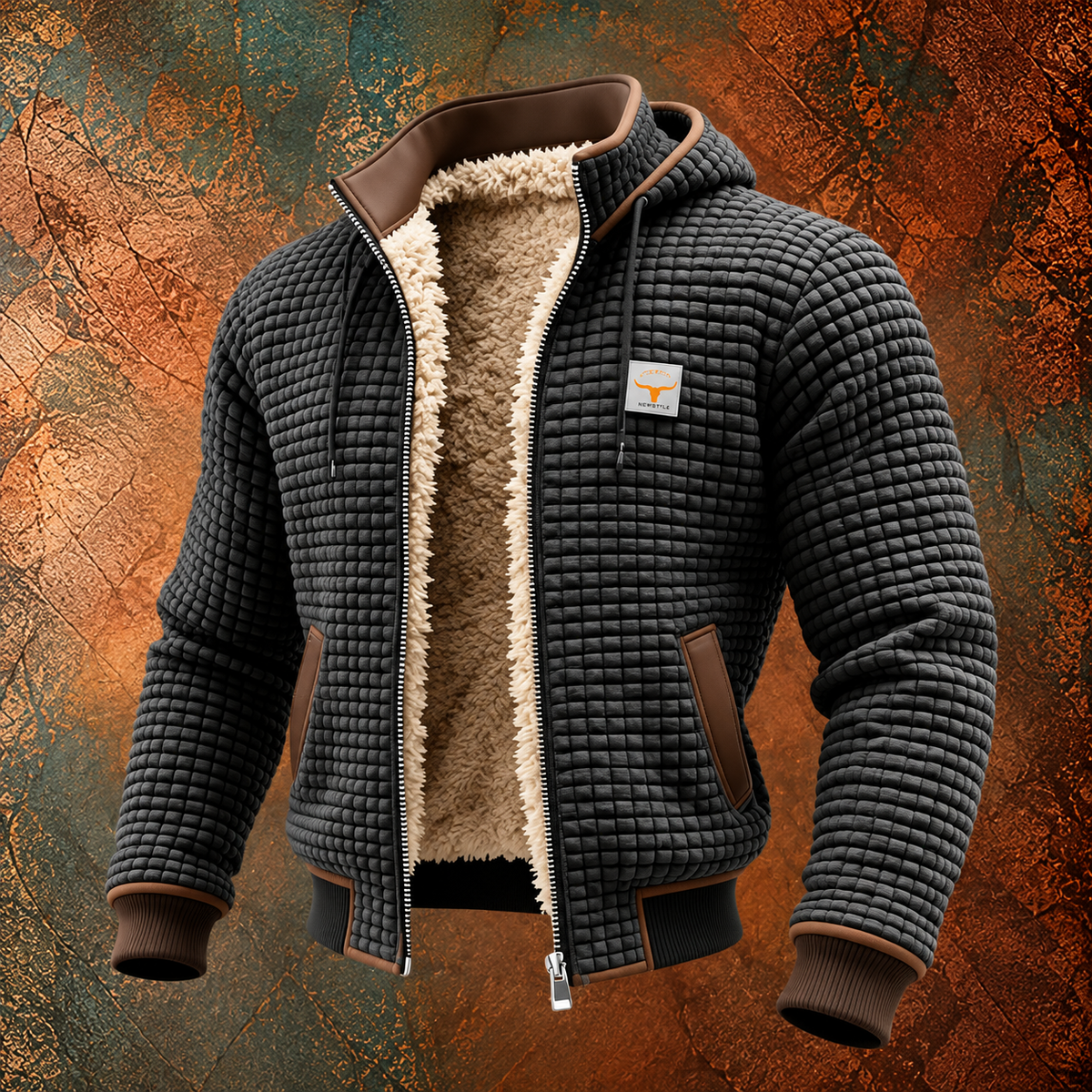 Chaqueta retro con capucha y cremallera