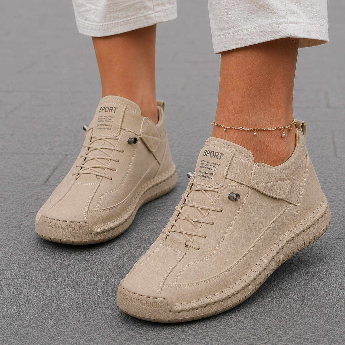 Zapatillas Sayu de mujer en color beige