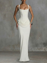 Éléonore vestido largo de satén blanco