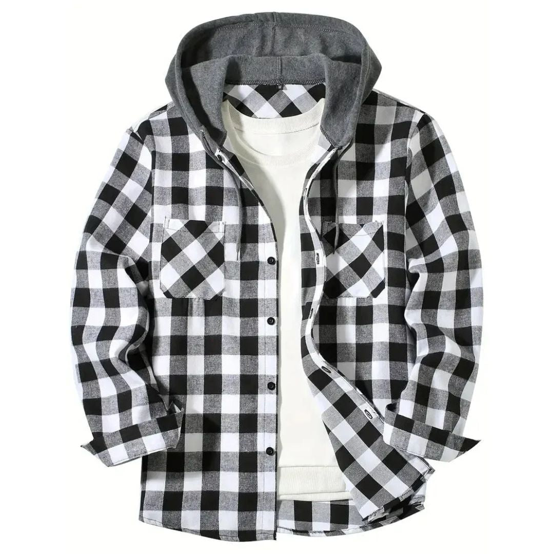 Maurizio | Chaqueta urbana de cuadros con capucha