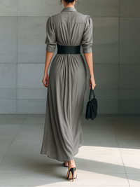 Zéphyrine vestido largo plisado gris