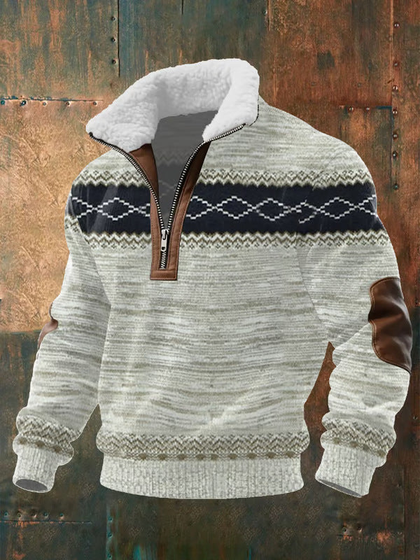 Sudadera con cremallera gris con raya
