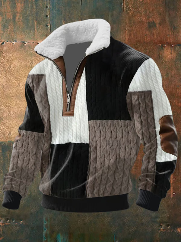 Jersey con cuello de borreguito beige y negro