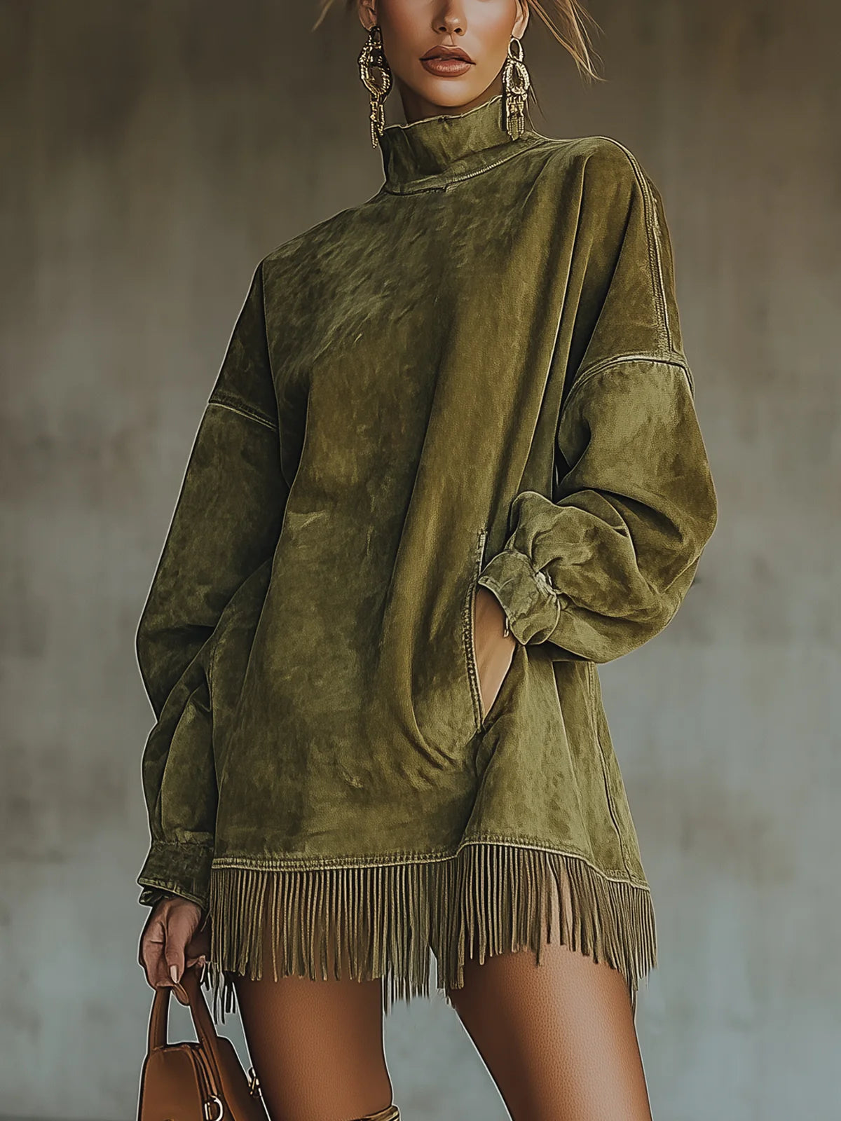 Gabrielle vestido de ante verde