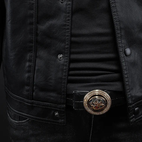 Chaqueta de piel estilo rider