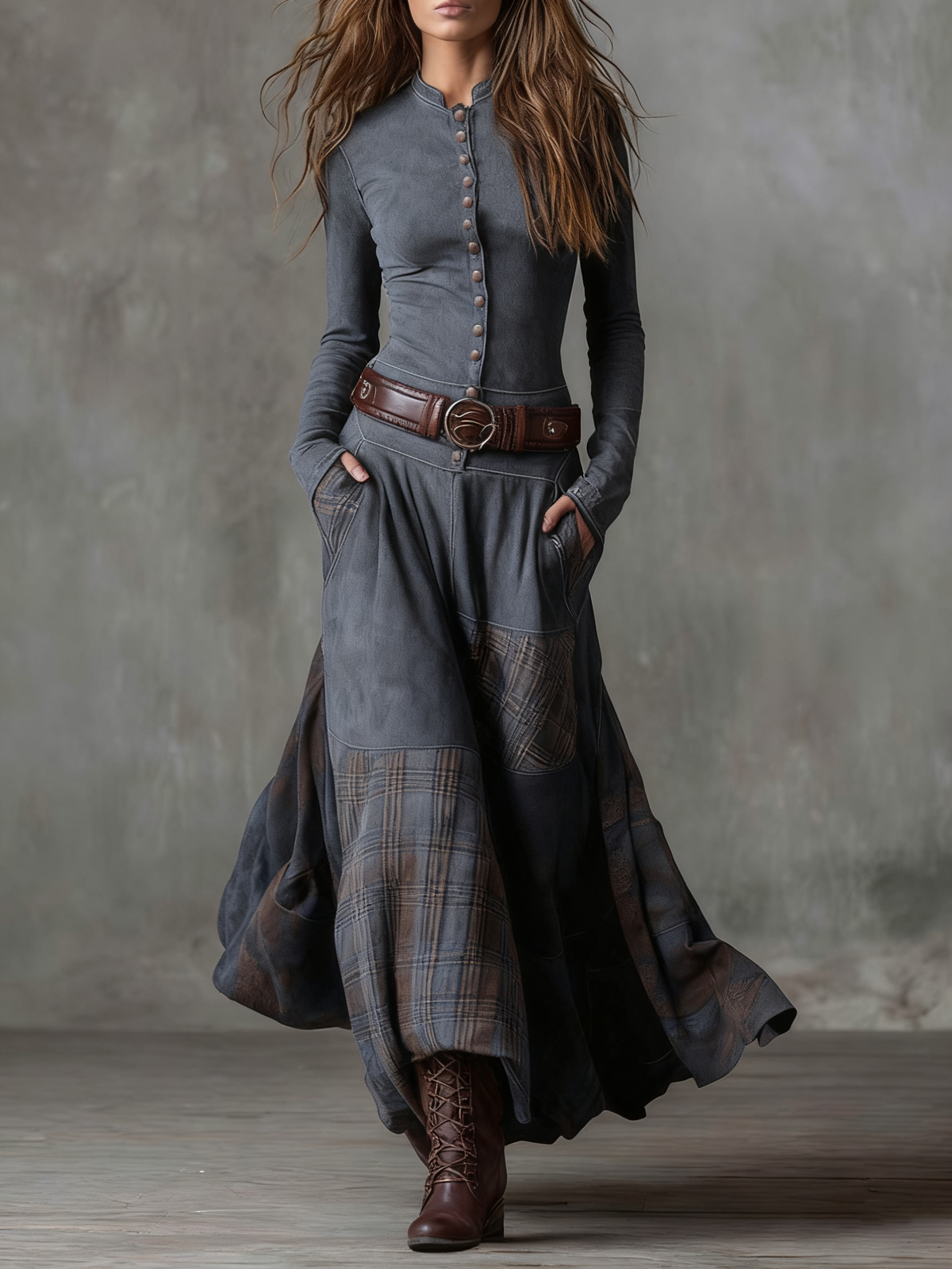 Élise vestido largo gris