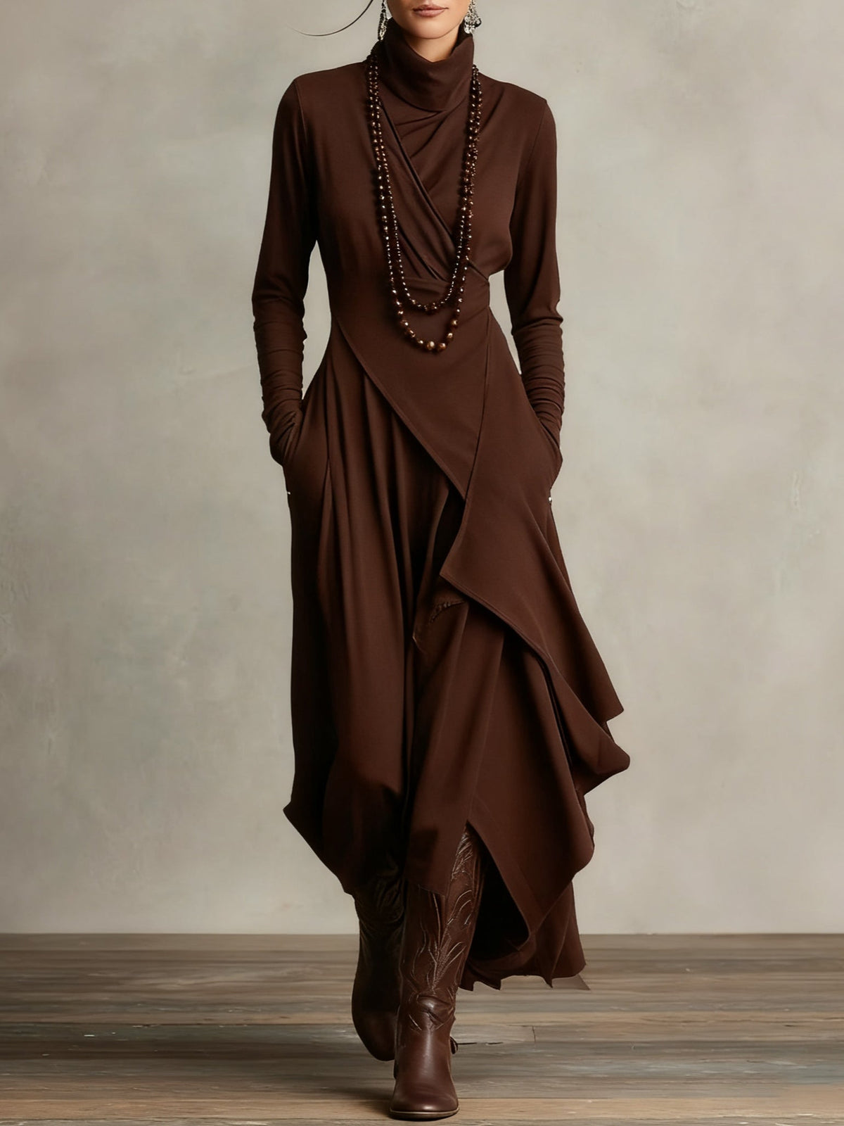 Arielle vestido asimétrico marrón