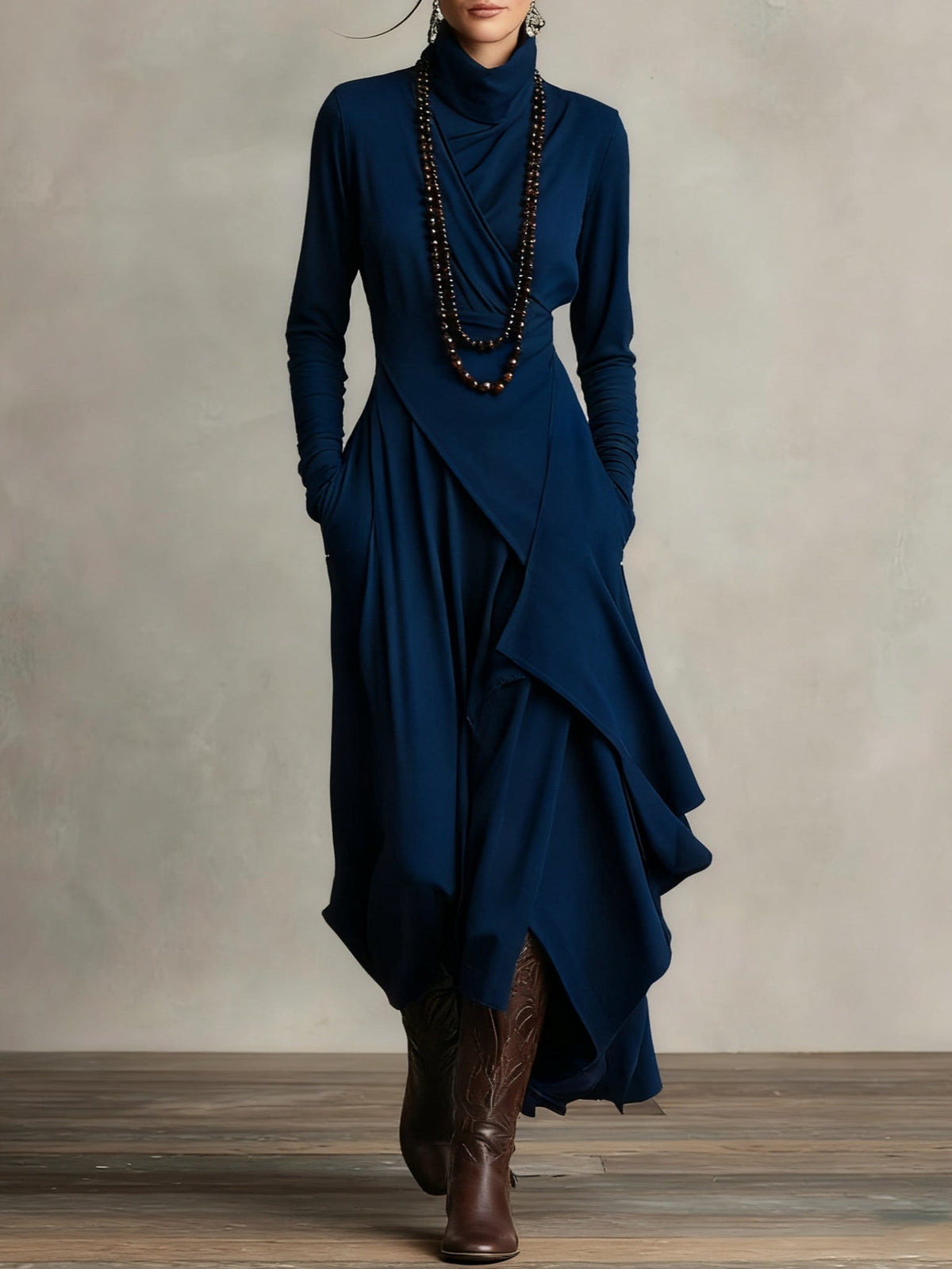 Arielle vestido asimétrico azul marino