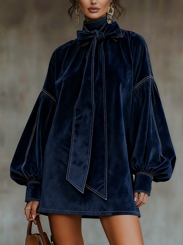 Tiphaine minivestido de terciopelo azul