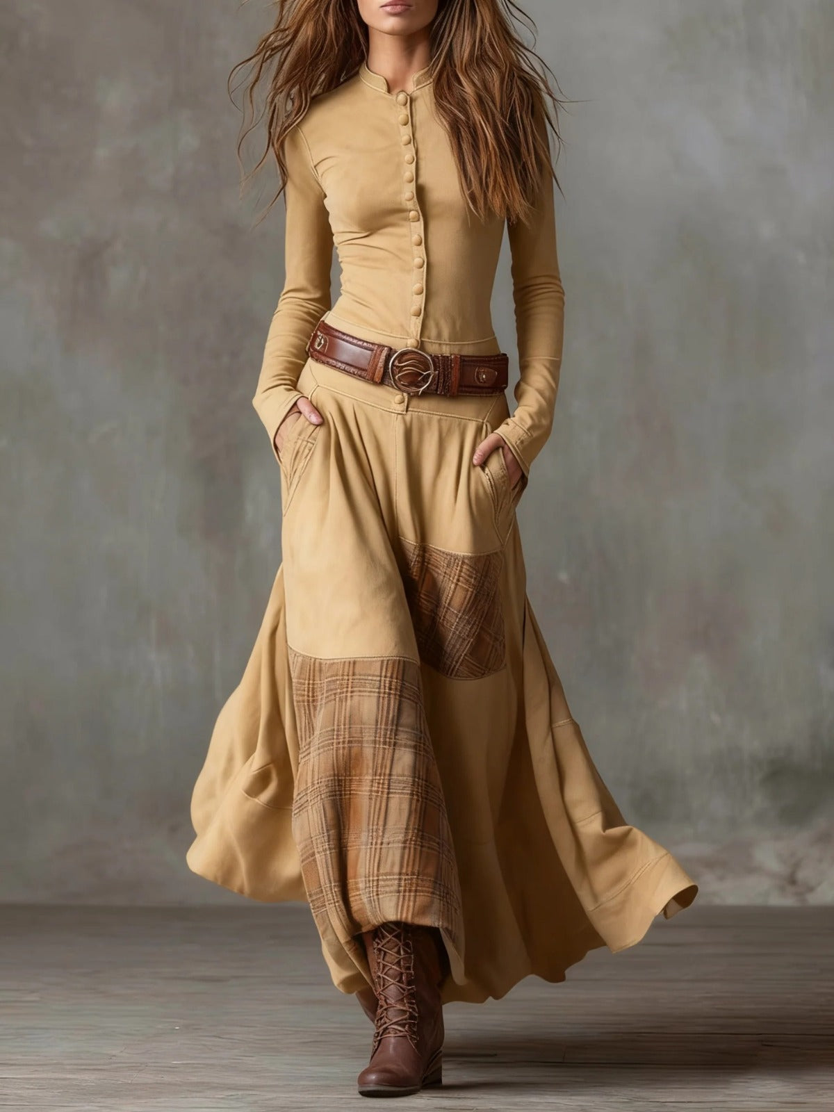 Élise vestido largo camel