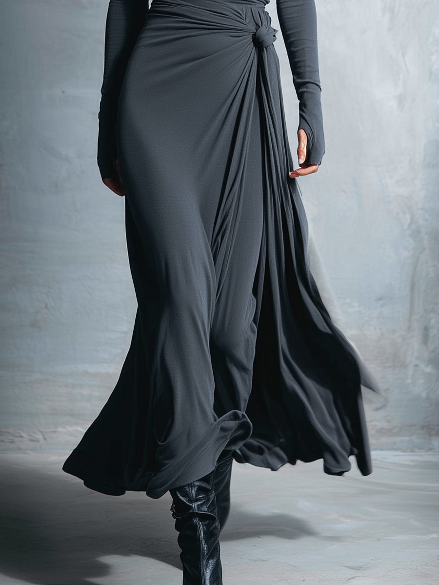 Naomie vestido largo cruzado gris