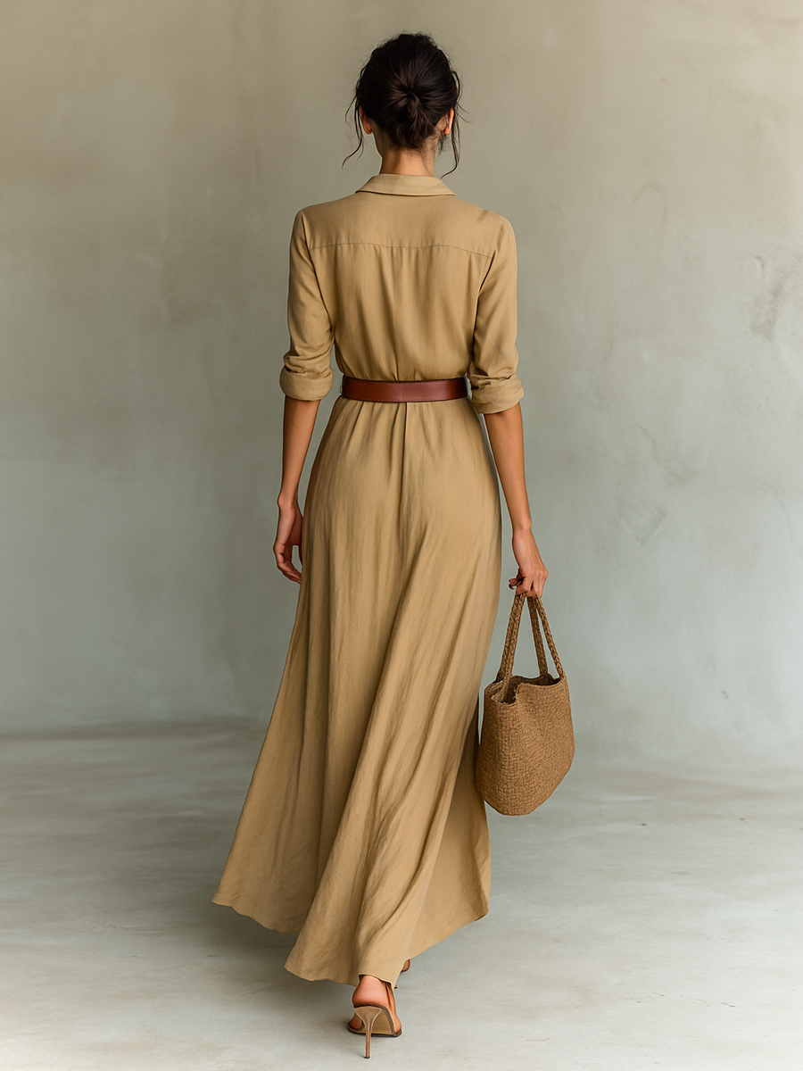 Victorie vestido largo caqui