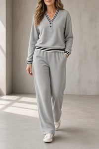 Martina conjunto de top de pico y pantalón ancho gris