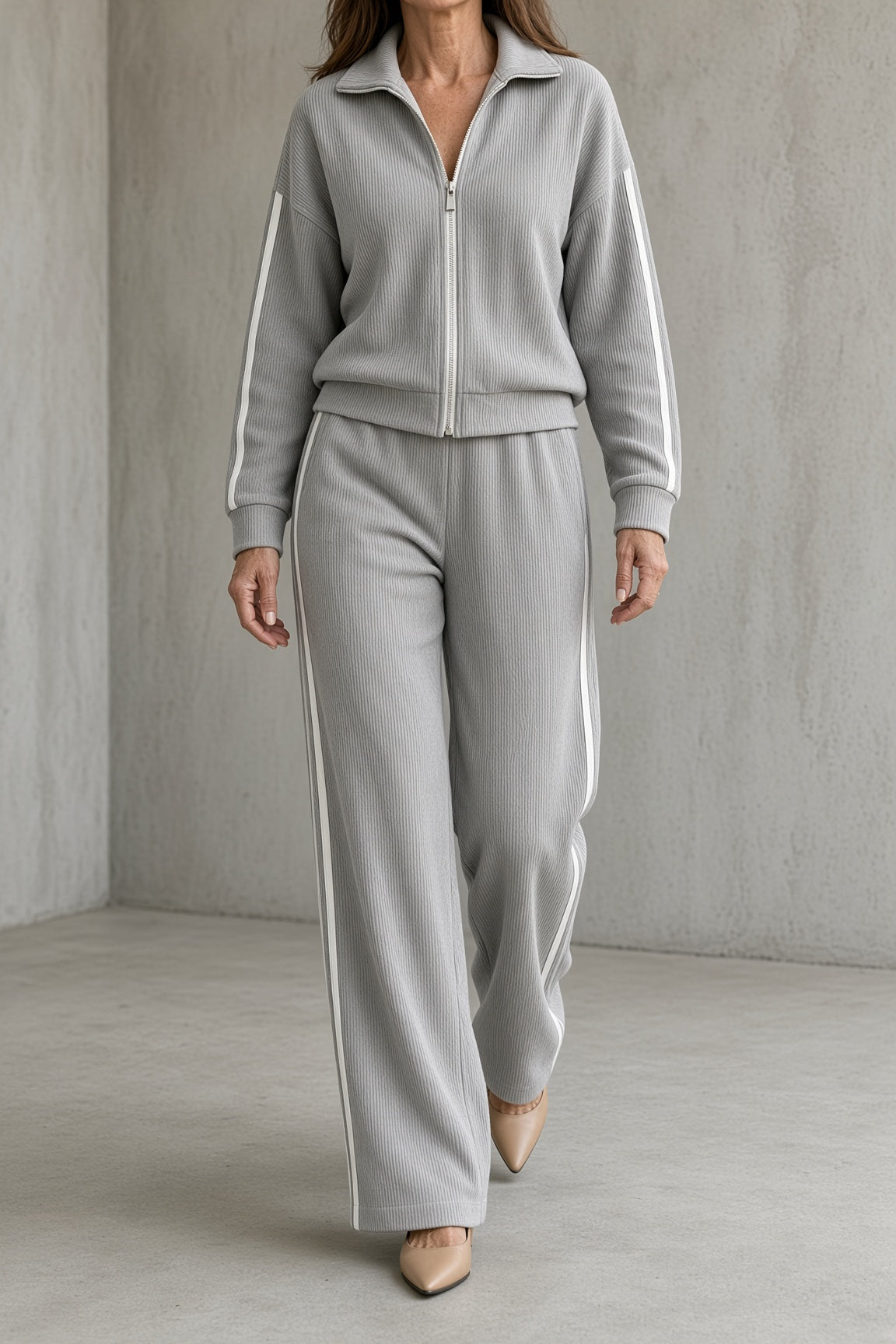 Elvira conjunto de top con cremallera gris