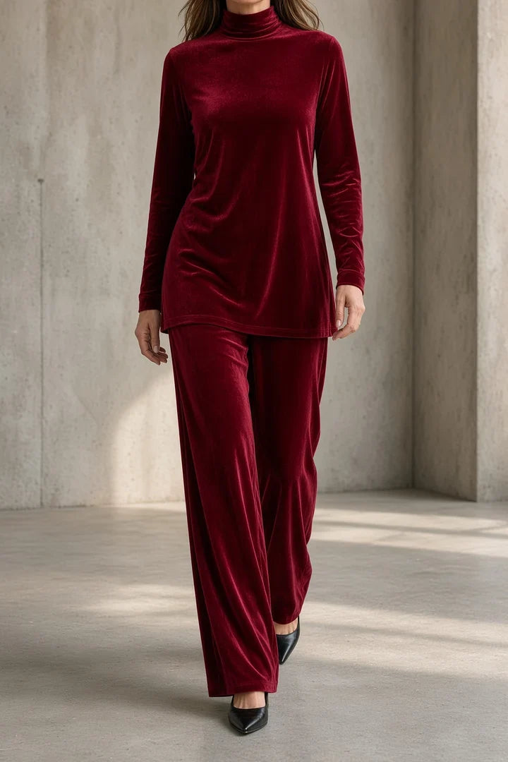 Inés conjunto de terciopelo rojo