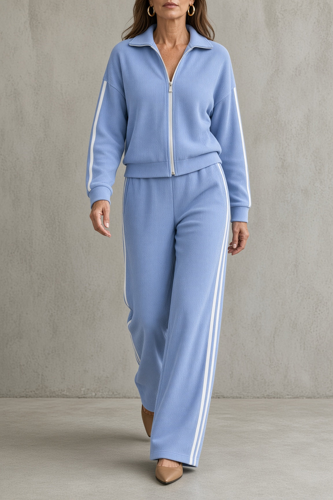 Elvira conjunto de top con cremallera azul