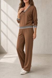 Martina conjunto de top de pico y pantalón ancho gris