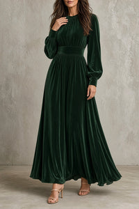 Marisol vestido largo de terciopelo verde