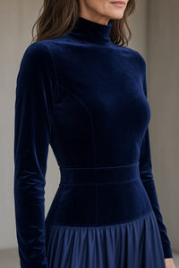 Ondina vestido largo de terciopelo azul