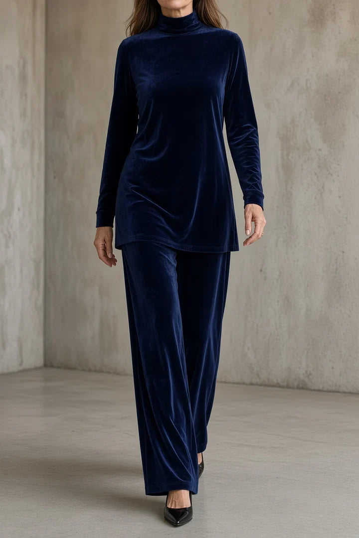 Inés conjunto de terciopelo azul