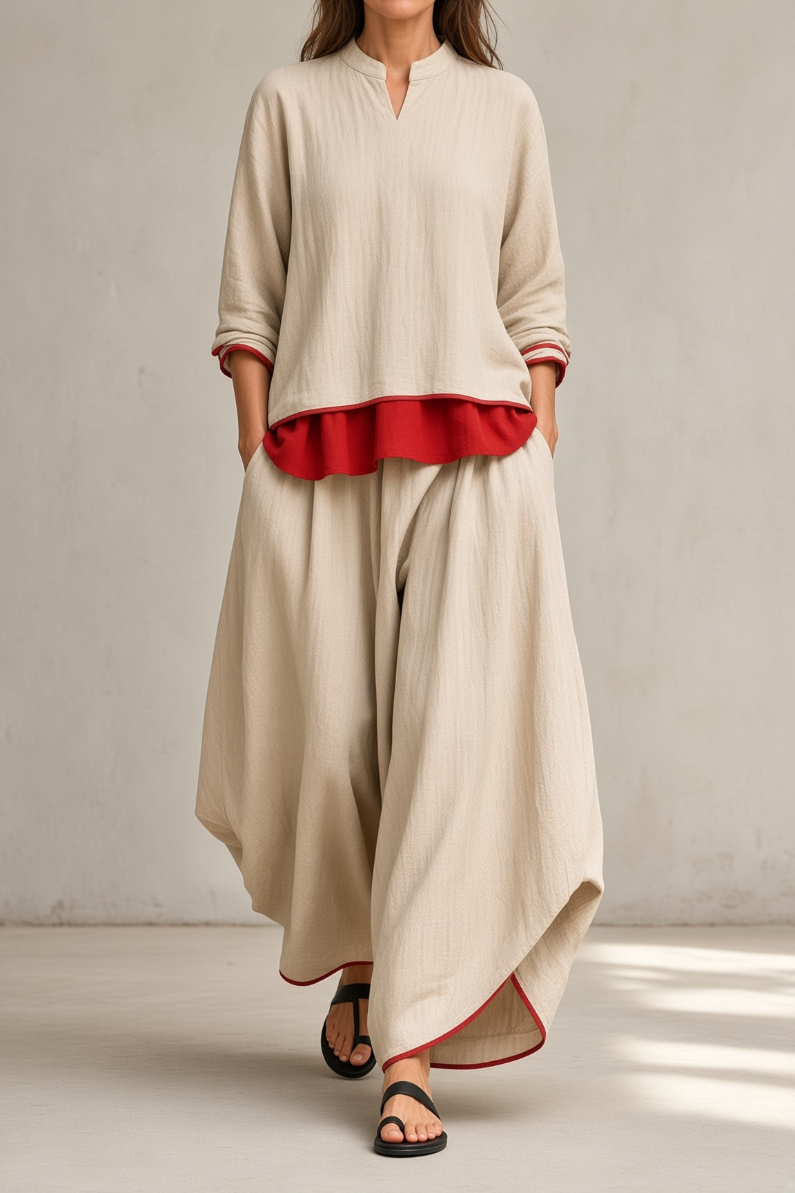 Noelia conjunto de dos piezas fluido beige
