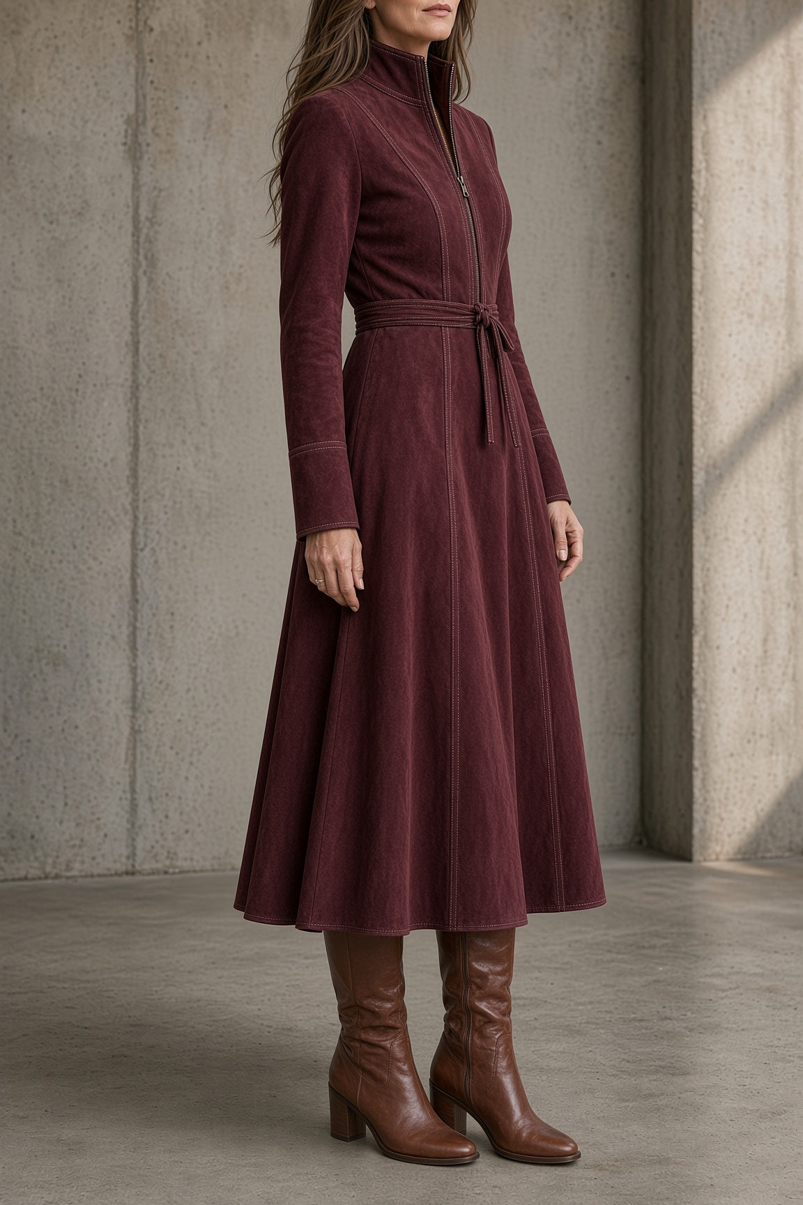 Amparo vestido vintage de cuello alto morado