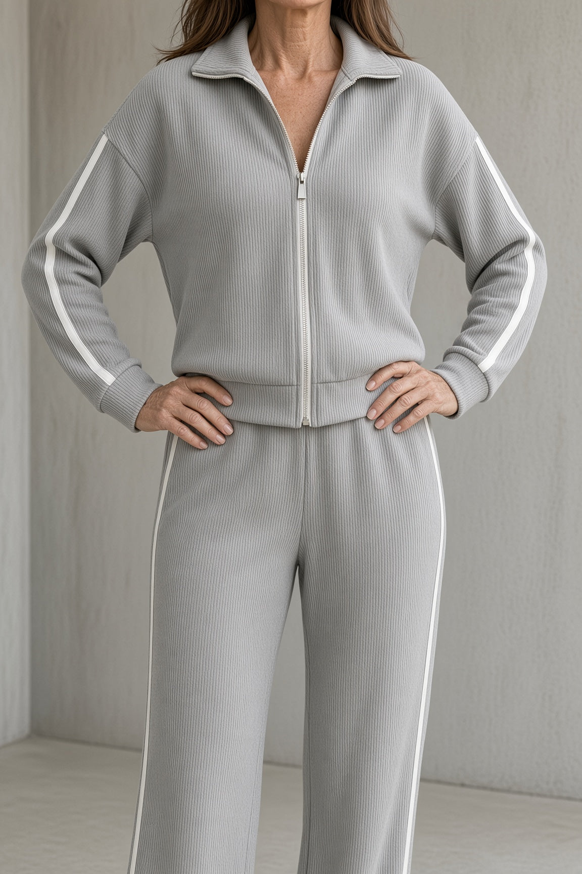 Elvira conjunto de top con cremallera beige