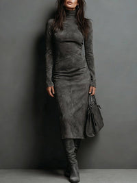 Lorène vestido midi gris oscuro