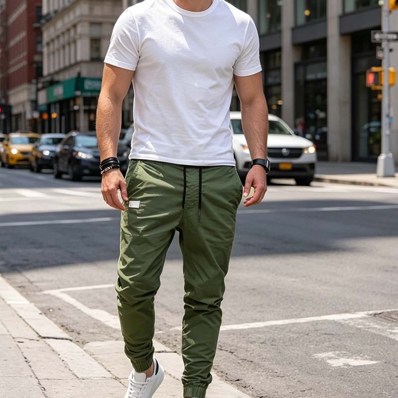 Pantalón jogger casual de hombre con cordón