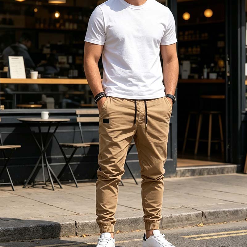 Pantalón jogger casual de hombre con cordón