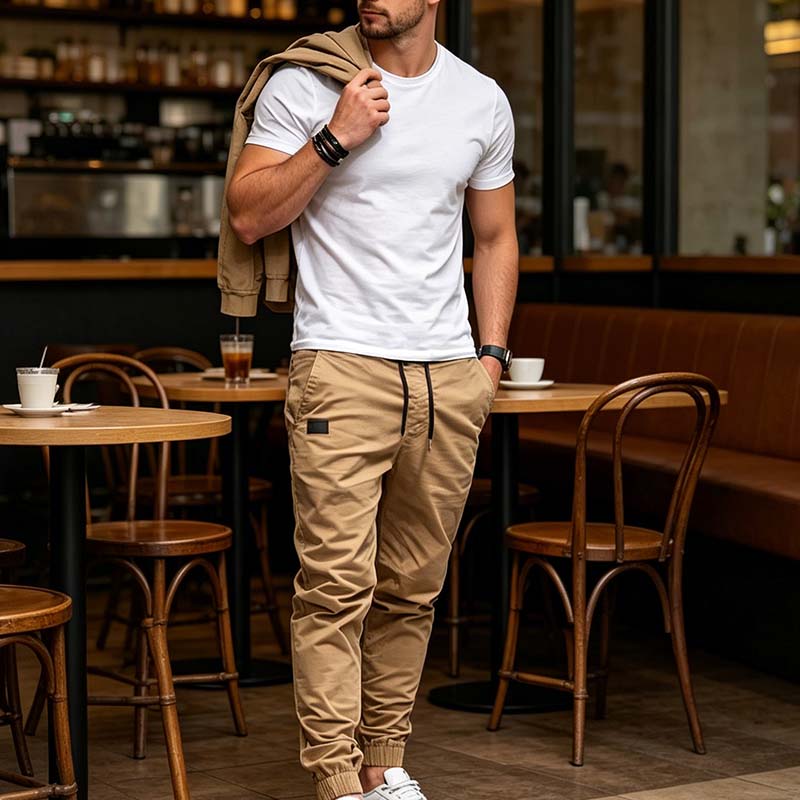 Pantalón jogger casual de hombre con cordón